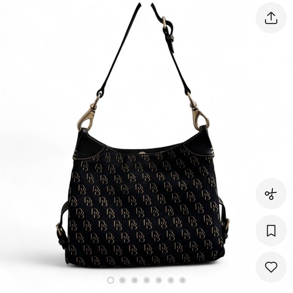 Dooney & Bourke Handbags - Dooney & Bourke Black/Tan Monogram Shoulder Bag